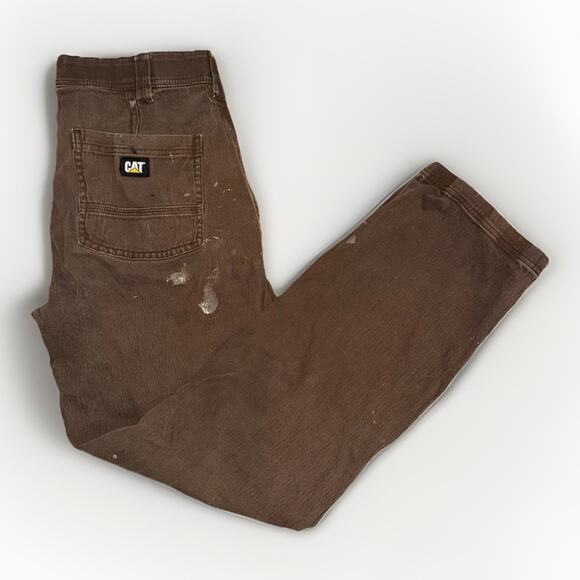 Caterpillar Workwear Pants Brown 32x32 Utility Carpenter Heavy Duty - Picture 1 of 7